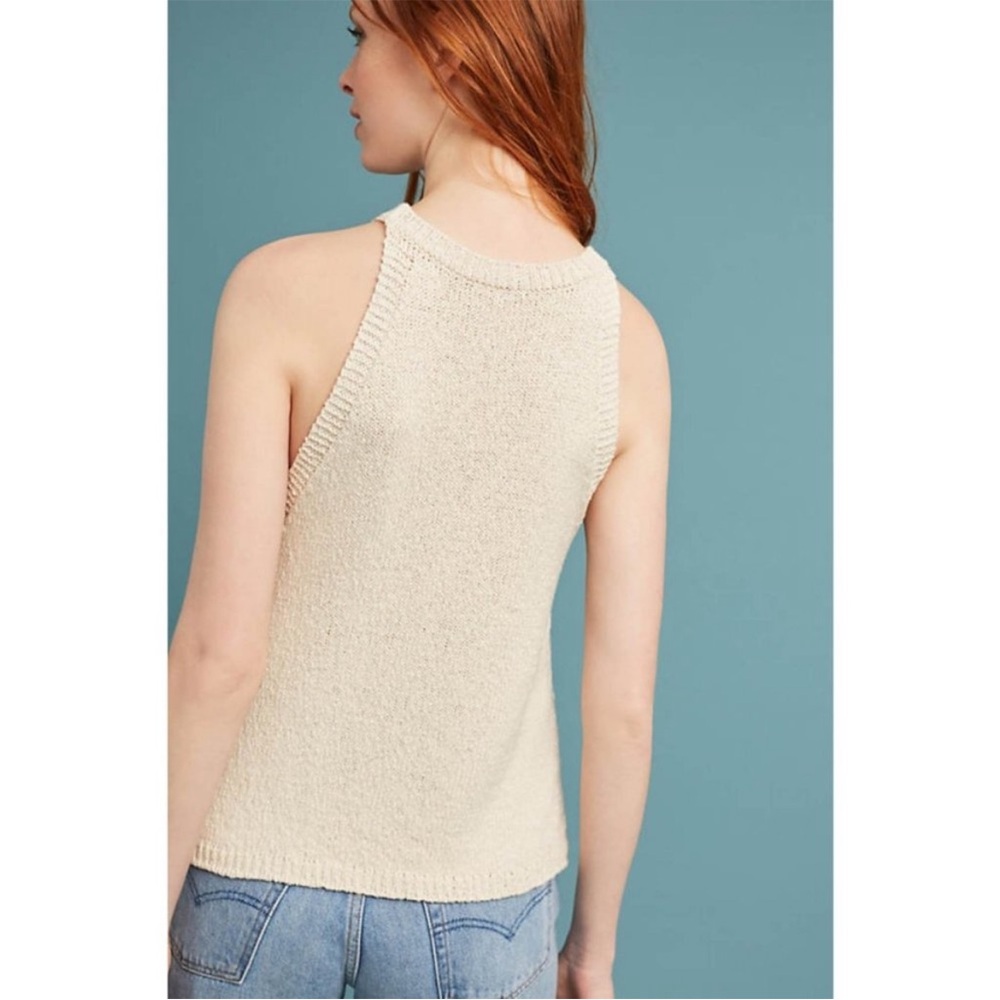 Anthropologie Maeve Cotton Knit Halter Cream Beige Tank Top XS - Picture 5 of 11